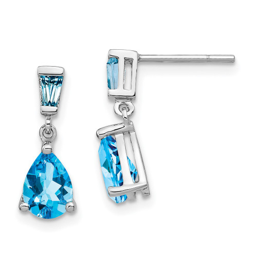 Lex & Lu 14k White Gold Blue Topaz Dangle Post Earrings - Lex & Lu