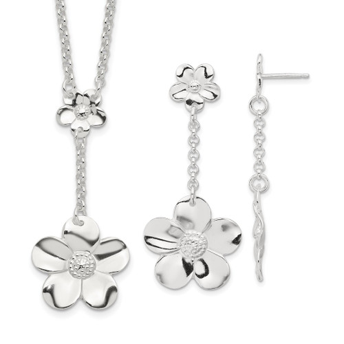 Lex & Lu Sterling Silver Necklace and Earrings Set - Lex & Lu