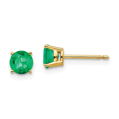 Lex & Lu 14k Yellow Gold Emerald Post Earrings LAL85481 - Lex & Lu