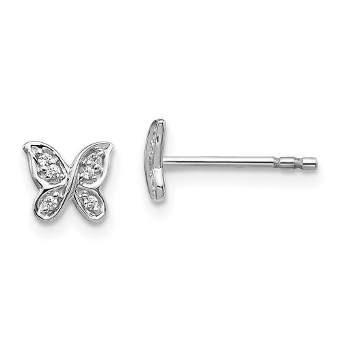 Lex & Lu 14k White Gold Diamond Butterfly Post Earrings - Lex & Lu