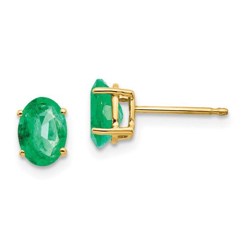 Lex & Lu 14k Yellow Gold Emerald Post Earrings LAL85564 - Lex & Lu