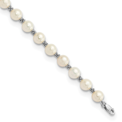 Lex & Lu 14k White Gold FW Cultured Pearl Bracelet - Lex & Lu