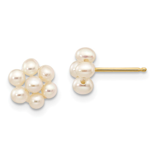 Lex & Lu 14k Yellow Gold Small Egg FW Cultured Pearl Flower Earrings - Lex & Lu