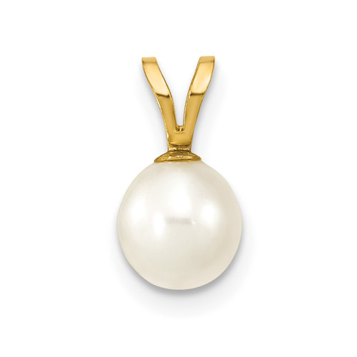 Lex & Lu 14k Yellow Gold 6-7mm Round FW Cultured Pearl Pendant - Lex & Lu