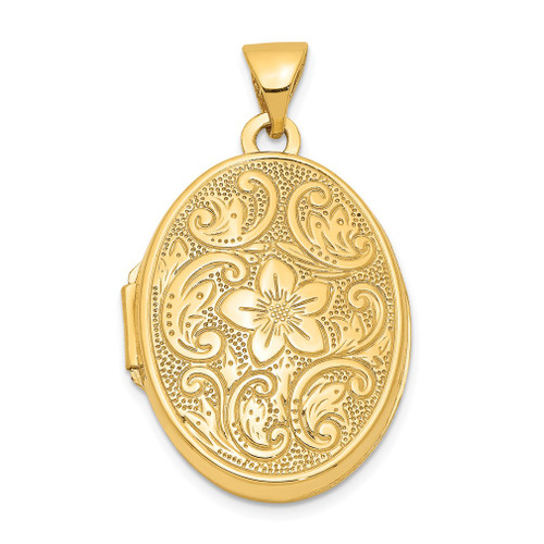 Lex & Lu 14k Yellow Gold Scrolled Floral Locket - Lex & Lu