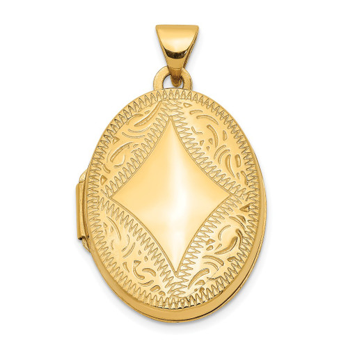 Lex & Lu 14k Yellow Gold Oval Locket LAL86521 - Lex & Lu