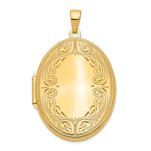 Lex & Lu 14k Yellow Gold 31mm Oval Scroll Locket - Lex & Lu