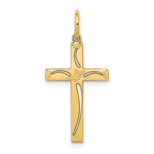 Lex & Lu 14k Yellow Gold Laser Designed Cross Charm LAL88948 - Lex & Lu