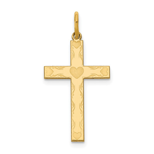 Lex & Lu 14k Yellow Gold Laser Designed Cross Charm LAL88974 - Lex & Lu