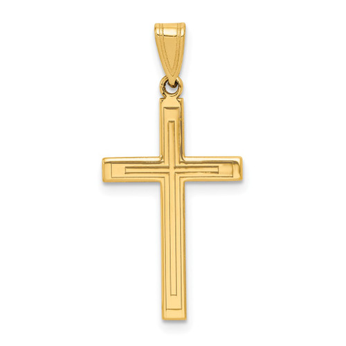 Lex & Lu 14k Yellow Gold Solid Cross Pendant LAL88975 - Lex & Lu