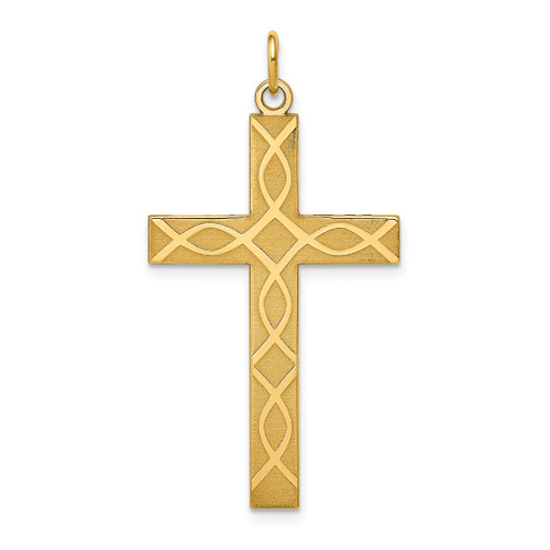 Lex & Lu 14k Yellow Gold Laser Designed Cross Pendant LAL88981 - Lex & Lu