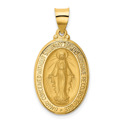 Lex & Lu 14k Yellow Gold Polished and Satin Miraculous Medal Pendant LAL89051 - Lex & Lu