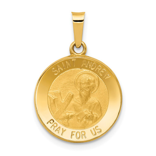 Lex & Lu 14k Yellow Gold Polished and Satin St. Andrew Medal Pendant - Lex & Lu