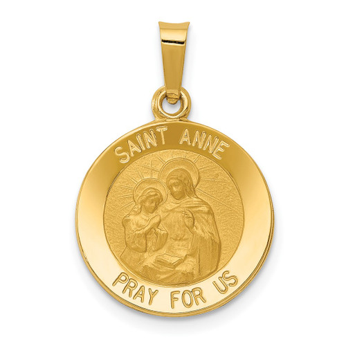 Lex & Lu 14k Yellow Gold Polished and Satin St. Anne Medal Pendant LAL89060 - Lex & Lu