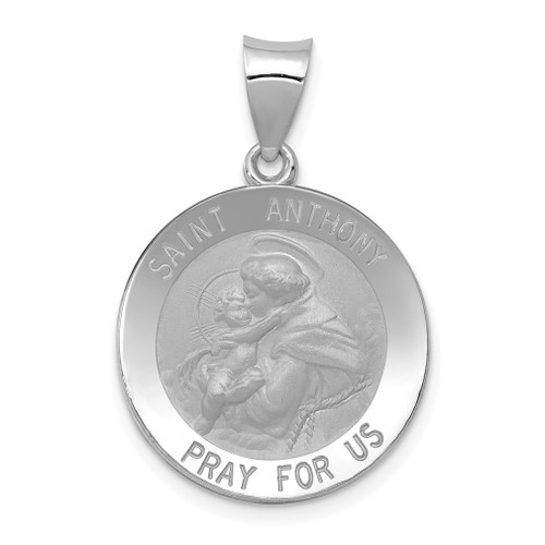 Lex & Lu 14k White Gold Polished and Satin St. Anthony Medal Pendant LAL89070 - Lex & Lu