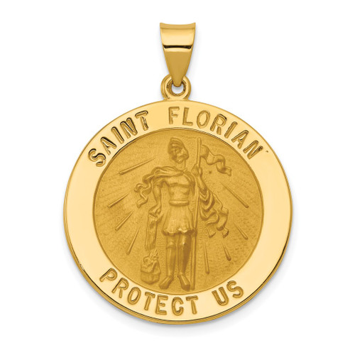 Lex & Lu 14k Yellow Gold Polished and Satin St. Florian Medal Pendant LAL89098 - Lex & Lu