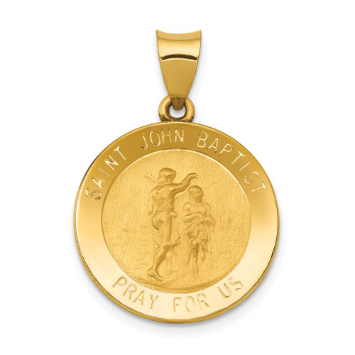 Lex & Lu 14k Yellow Gold & Satin St. John Baptist Medal Pendant LAL89114 - Lex & Lu