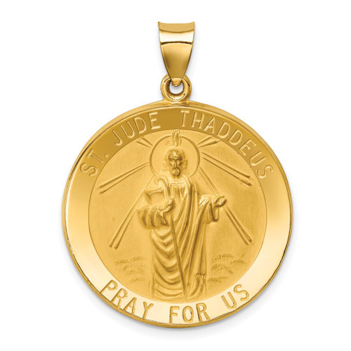 Lex & Lu 14k Yellow Gold & Satin St. Jude Thaddeus Medal Pendant LAL89126 - Lex & Lu