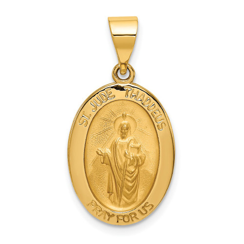 Lex & Lu 14k Yellow Gold & Satin St. Jude Thaddeus Medal Pendant LAL89128 - Lex & Lu