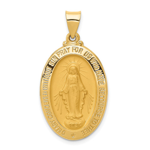 Lex & Lu 14k Yellow Gold Polished and Satin Miraculous Medal Pendant LAL89144 - Lex & Lu