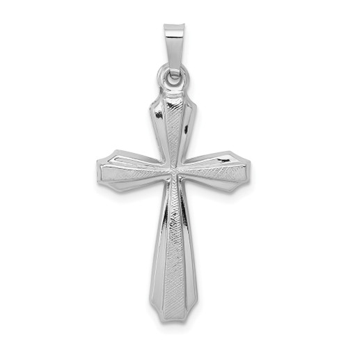 Lex & Lu 14k White Gold Textured and Polished Passion Cross Pendant LAL89207 - Lex & Lu