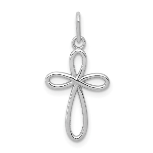 Lex & Lu 14k White Gold Polished Small Ribbon Cross Pendant - Lex & Lu