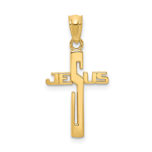 Lex & Lu 14k Yellow Gold Polished Jesus Cross Pendant - Lex & Lu