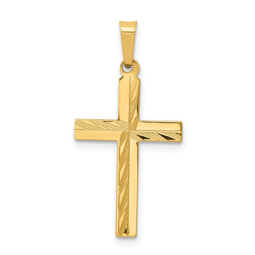 Lex & Lu 14k Yellow Gold D/C Hollow Cross Pendant - Lex & Lu