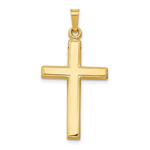 Lex & Lu 14k Yellow Gold Hollow Cross Pendant LAL89318 - Lex & Lu