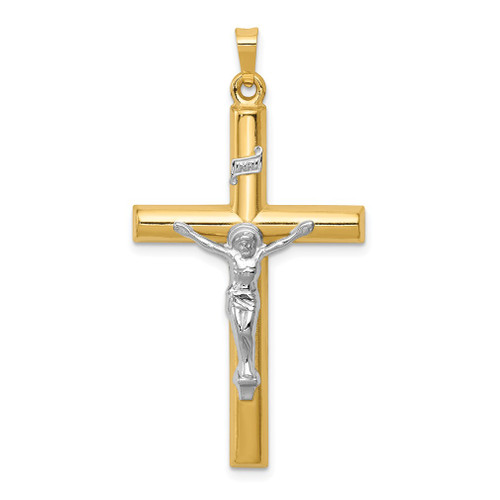 Lex & Lu 14k Two-tone Gold INRI Hollow Crucifix Pendant LAL89345 - Lex & Lu