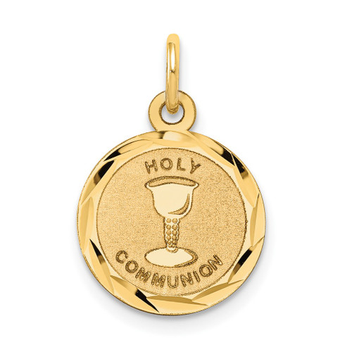 Lex & Lu 14k Yellow Gold Holy Communion Disc Charm LAL89387 - Lex & Lu