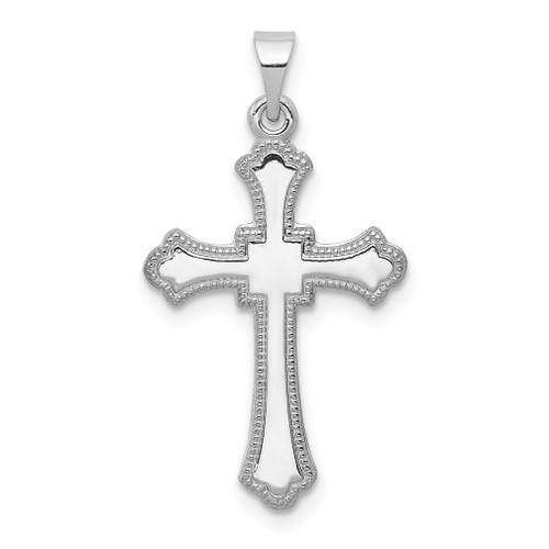 Lex & Lu 14k White Gold Budded Cross Charm LAL89444 - Lex & Lu