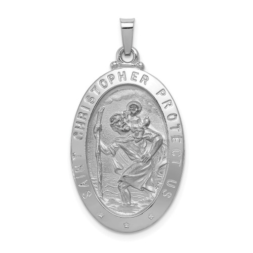 Lex & Lu 14k White Gold Saint Christopher Medal Pendant LAL89465 - Lex & Lu