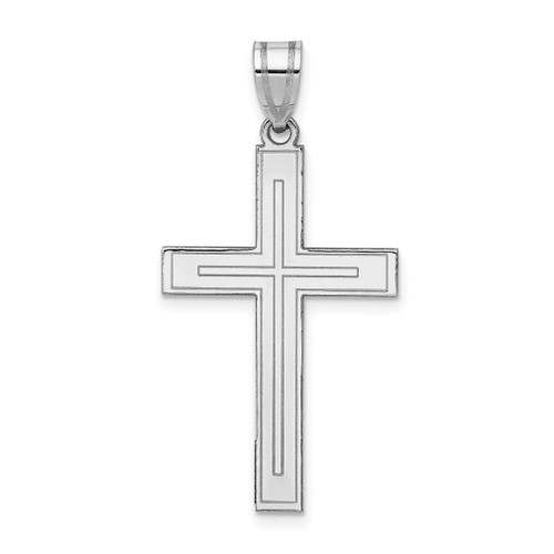 Lex & Lu 14k White Gold Cross Pendant LAL89485 - Lex & Lu