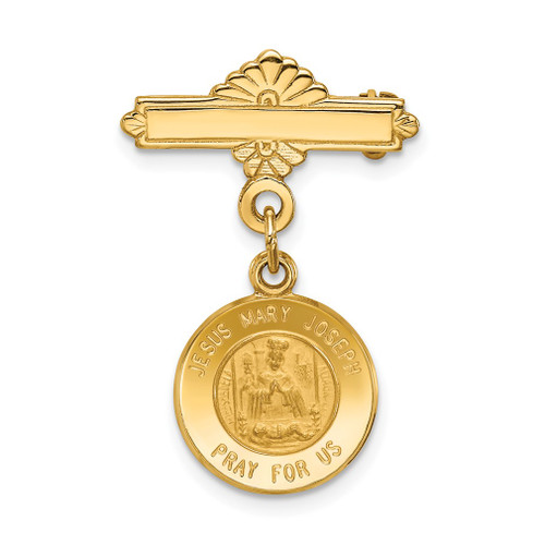 Lex & Lu 14k Yellow Gold Holy Family Medal Pin - Lex & Lu