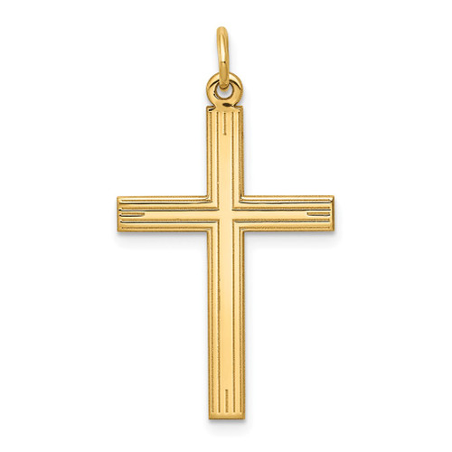 Lex & Lu 14k Yellow Gold Laser Designed Cross Pendant LAL89672 - Lex & Lu