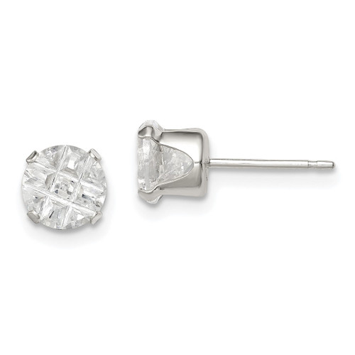 Lex & Lu Sterling Silver 6mm Round 4 Prong CZ Stud Earrings LAL8987 - Lex & Lu