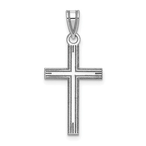 Lex & Lu 14k White Gold Solid Cross Pendant LAL90306 - Lex & Lu