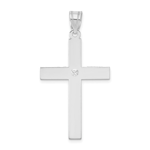 Lex & Lu 14k White Gold .02ct. Diamond Cross Pendant LAL90319 - Lex & Lu