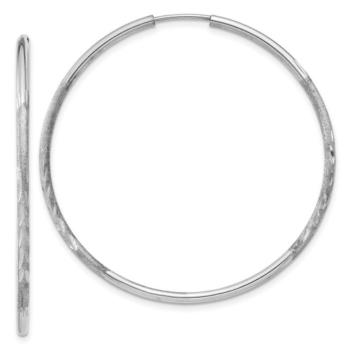 Lex & Lu 14k White Gold 1.5mm D/C Endless Hoop Earrings LAL90388 - Lex & Lu