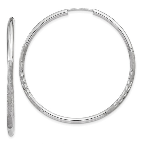 Lex & Lu 14k White Gold 2mm D/C Endless Hoop Earrings LAL90399 - Lex & Lu