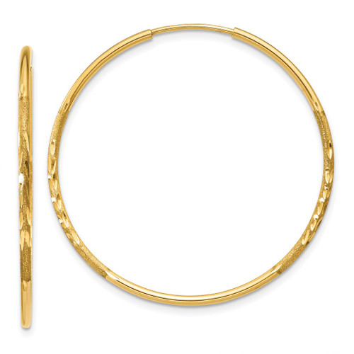 Lex & Lu 14k Yellow Gold 1.25mm D/C Endless Hoop Earrings LAL90410 - Lex & Lu