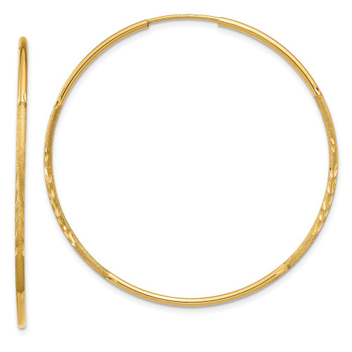 Lex & Lu 14k Yellow Gold 1.25mm D/C Endless Hoop Earrings LAL90416 - Lex & Lu