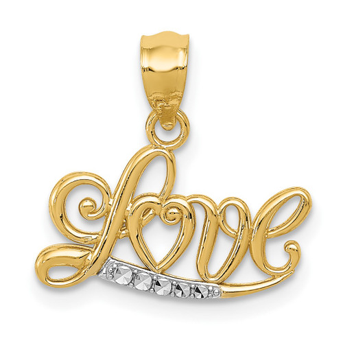 Lex & Lu 14k Yellow Gold Yellow D/C Love Pendant - Lex & Lu