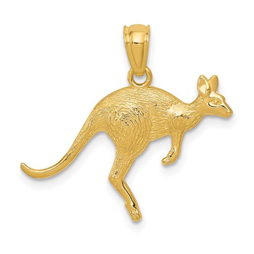 Lex & Lu 14k Yellow Gold Textured Kangaroo Pendant - Lex & Lu
