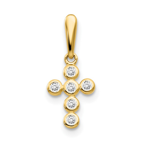 Lex & Lu 14k Yellow Gold CZ Cross Pendant LAL91124 - Lex & Lu