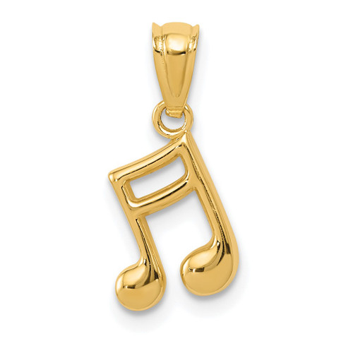 Lex & Lu 14k Yellow Gold Polished Music Note Pendant LAL91259 - Lex & Lu