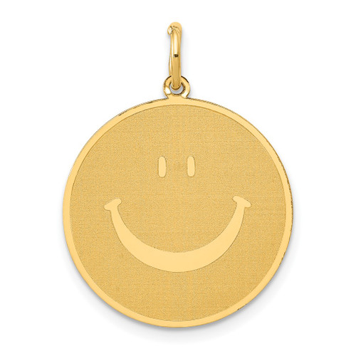 Lex & Lu 14k Yellow Gold Solid Polished Smiley Face Pendant - Lex & Lu