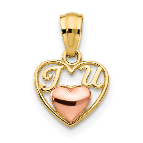 Lex & Lu 14k Yellow Gold Mini I Love U Charm - Lex & Lu