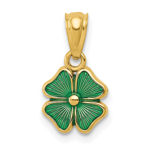 Lex & Lu 14k Yellow Gold Green Enameled Four Leaf Clover Pendant - Lex & Lu